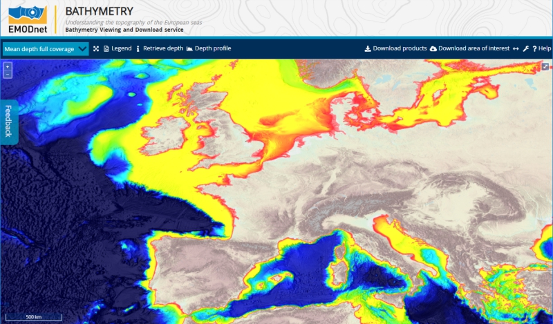 Imagery from the new EMODnet bathymetric grid