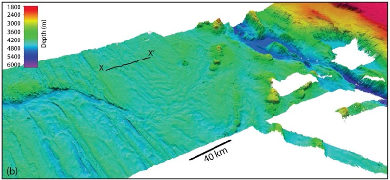 Bathymetry of part of the Pacific Ocean from the GEBCO world map