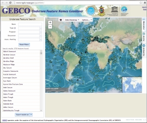 GEBCO Gazetteer of Undersea Feature Names is now available to view and download through a web application.