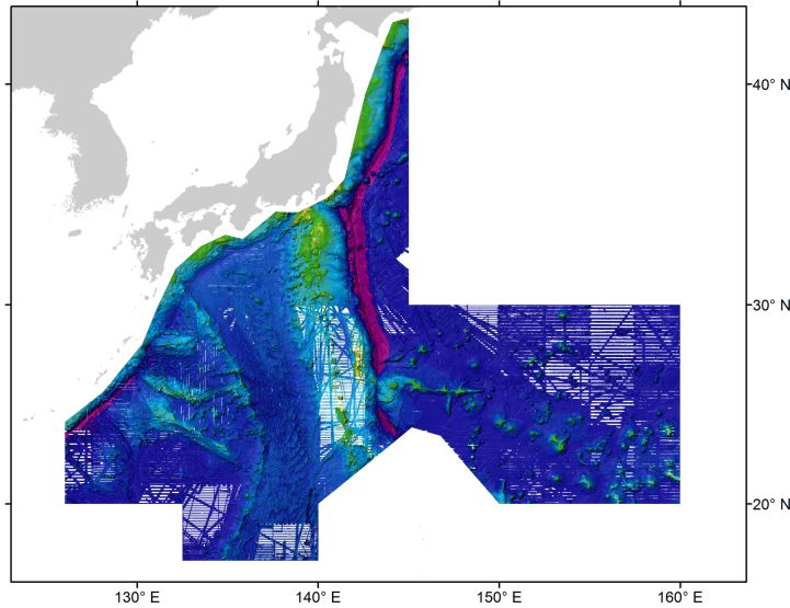 Coverage of the Japan Coast Guard Grid grid included in the GEBCO_2014 Grid