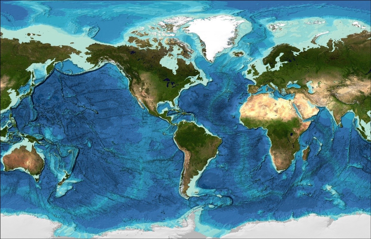 The GEBCO Ocean Map 2019. Credit: GEBCO
