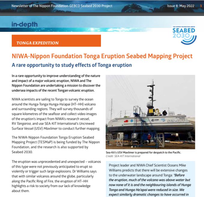 May 2022 edition of In-depth - Seabed 2030's e-newsletter