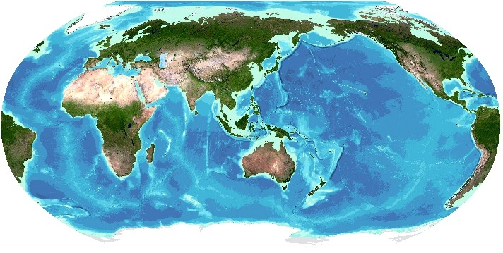 Shaded relief imagery based on the GEBCO_2025 Grid