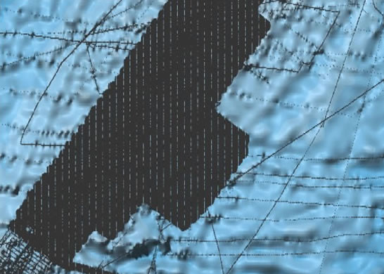 Bathymetry data overlain by the coverage of the source sounding information