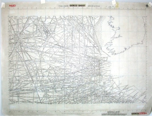 Traditional bathymetric plotting sheet showing the position of soundings