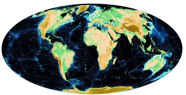 Areas based on measured data in the GEBCO grid are shown in blue