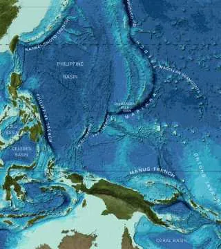 Bathymetry of part of the Pacific Ocean from the GEBCO world map