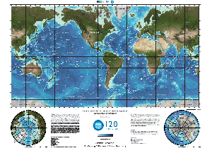 World map image, with undersea feature name, centred on South America
