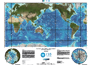 GEBCO world map, with undersea feature names, centred on Australia